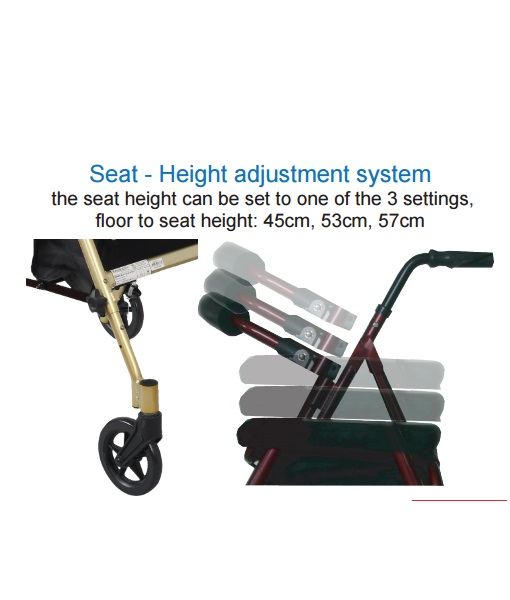 Seat Walker - 6 inch Deluxe Adjustable Height 130kg - Freedom Healthcare Adjustable Height