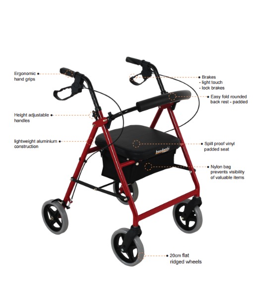 This heavy duty quad seat walker comes with a max safe working limit 130kg, and is Australian standards certified.
